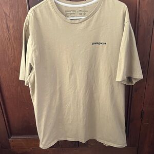 Patagonia Short Sleeve Crew T-Shirt in Beige/Tan with Small Logo